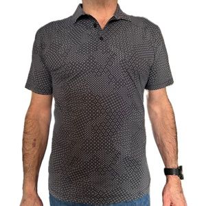 Lululemon Evolution Short Sleeve Polo Shirt - M - Black with White Pattern